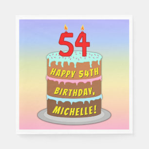 54e verjaardag: Fun Cake and Candles + Custom Name Servet