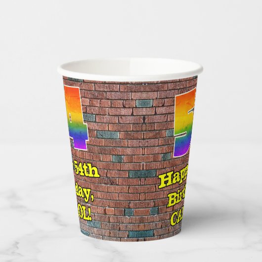 54e verjaardag: Fun Graffiti-geïnspireerde regenbo Papieren Bekers (Links)