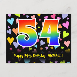 54e verjaardag: Fun Hearts-patroon, Regenboog 54 Briefkaart