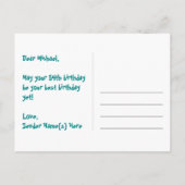 54e verjaardag: Fun Hearts Pattern, Regenboog 54 Briefkaart (Achterkant)