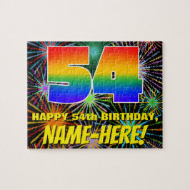 54e verjaardag: Fun, kleurrijk gevuurwerk Legpuzzel