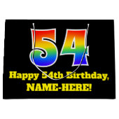 54e verjaardag ~ Fun, kleurrijk, levendig, regenbo Groot Cadeauzakje (Voorkant)