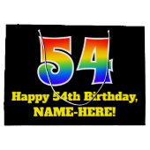 54e verjaardag ~ Fun, kleurrijk, levendig, regenbo Groot Cadeauzakje (Achterkant)