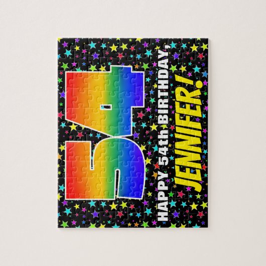 54e verjaardag — Fun, kleurrijk Star Field Pattern Legpuzzel (Verticaal)