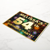 54e verjaardag — Fun, kleurrijke Fireworks look Folie Uitnodiging (Gedraaid)