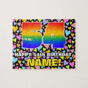 54e verjaardag — Fun, liefhebbende hartvormen + "5 Legpuzzel