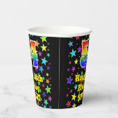 54e verjaardag: Fun Stars Pattern en Rainbow 54 Papieren Bekers (Rechts)