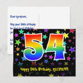 54e verjaardag: Fun sterren patroon, Regenboog 54, Briefkaart (Voorkant / Achterkant)