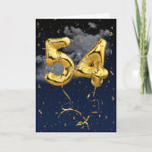 54e verjaardag Gold Mylar ballon en Confetti Card Kaart (Voorkant)