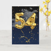 54e verjaardag Gold Mylar ballon en Confetti Card Kaart (Gele Bloem)
