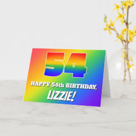54e verjaardag: Kleurrijk regenboogpatroon #54 Kaart