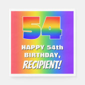 54e verjaardag: kleurrijk, vun regenboogpatroon #  servet (Voorkant)