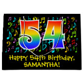 54e verjaardag - Kleurrijke muzieksymbolen, Rainbo Groot Cadeauzakje (Voorkant)