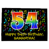 54e verjaardag - Kleurrijke muzieksymbolen, Rainbo Groot Cadeauzakje (Achterkant)