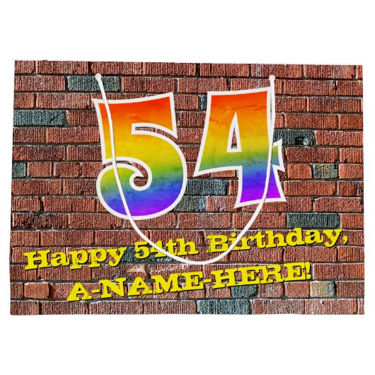 54e verjaardag: Leuk, op graffiti geïnspireerd reg Groot Cadeauzakje (Achterkant)