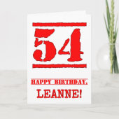 54e verjaardag: Leuk, rood rubberen stempel geïnsp Kaart (Voorkant)