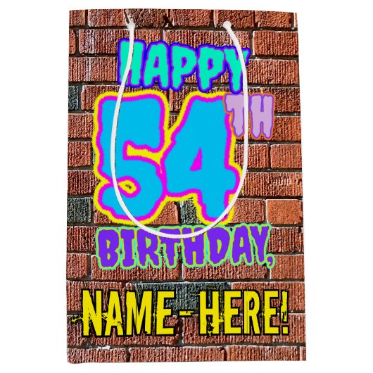 54e verjaardag: Leuk, Urban Graffiti geïnspireerd Medium Cadeauzakje (Voorkant)