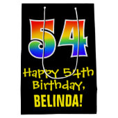 54e verjaardag: Leuk, Vet, Kleurrijk, Regenboog "5 Medium Cadeauzakje (Achterkant)