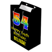 54e verjaardag: Leuk, Vet, Kleurrijk, Regenboog "5 Medium Cadeauzakje (Achterkant Gekanteld)