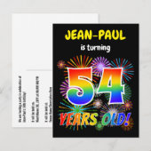 54e verjaardag - Leuk vuurwerk, Rainbow Look "54" Briefkaart (Voorkant / Achterkant)
