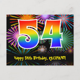 54e verjaardag – leuk vuurwerkpatroon + regenboog briefkaart