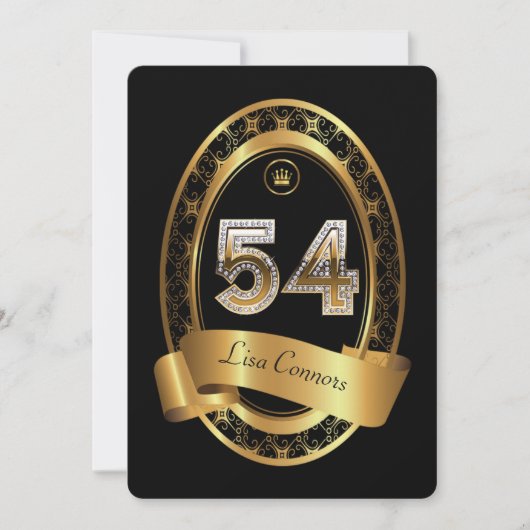 54e verjaardag, man verjaardagsfeestvrouw, elegant kaart (Voorkant)