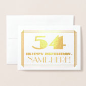 54e verjaardag; naam + Art Deco geïnspireerd look  Folie Kaarten (Voorkant met envelop)