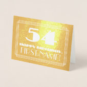 54e verjaardag: naam + Art Deco geïnspireerd look  Folie Kaarten (Voorkant)