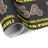 54e verjaardag: Naam & Faux Wood Grain Patroon "54 Cadeaupapier (Rol Hoek)