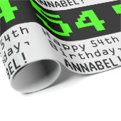 54e verjaardag - Nerdy / Geeky stijl "54" en naam Cadeaupapier (Rol Hoek)