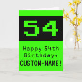 54e verjaardag: Nerdy / Geeky stijl "54" en naam Kaart (Gele Bloem)