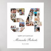 54e verjaardag nummer 54 aangepaste fotocollage poster (Voorkant)