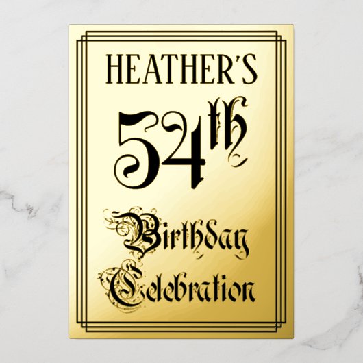 54e verjaardag Partij — Legant Manuscript + de Naa Folie Uitnodiging (Voorkant)