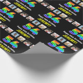 54e verjaardag: Regenboog "54"; Aangepaste foto's  Cadeaupapier (Hoek)