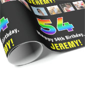 54e verjaardag: Regenboog "54"; Aangepaste foto's  Cadeaupapier (Rol Hoek)