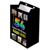 54e verjaardag: Regenboog "54", aangepaste foto's  Medium Cadeauzakje (Voorkant Gekanteld)