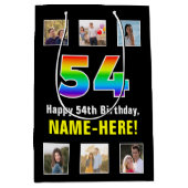 54e verjaardag: Regenboog "54", aangepaste foto's  Medium Cadeauzakje (Voorkant)
