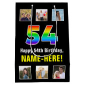 54e verjaardag: Regenboog "54", aangepaste foto's  Medium Cadeauzakje (Achterkant)