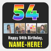 54e verjaardag: Regenboog "54"; Aangepaste foto's  Vierkante Sticker (Voorkant)