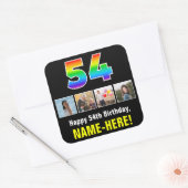 54e verjaardag: Regenboog "54"; Aangepaste foto's  Vierkante Sticker (Envelop)