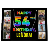 54e verjaardag: regenboogtekst, aangepaste foto's  groot cadeauzakje (Voorkant)