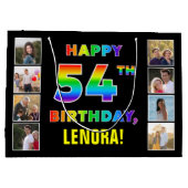 54e verjaardag: regenboogtekst, aangepaste foto's  groot cadeauzakje (Achterkant)