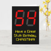 54e verjaardag: Rode digitale klok stijl "54" + na Kaart (Gele Bloem)