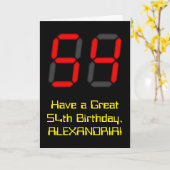 54e verjaardag: Rode digitale klok stijl "54" + na Kaart (Gele Bloem)