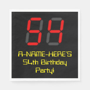 54e verjaardag: Rode digitale klok stijl "54" + na Servet
