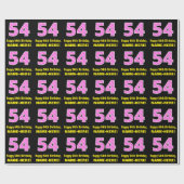 54e verjaardag: roze strepen en harten "54" + naam cadeaupapier (Vlak)