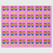 54e verjaardag: roze strepen & harten, regenboog # cadeaupapier (Vlak)