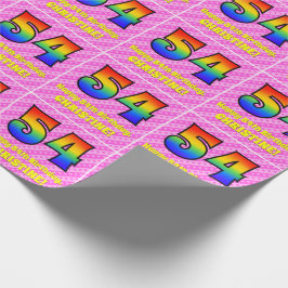 54e verjaardag: roze strepen & harten, regenboog # cadeaupapier