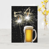 54e Verjaardag Sparklers Met Bier Mok Kaart (Gele Bloem)
