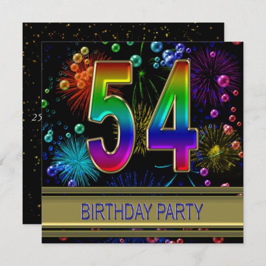 54e verjaardag Uitnodiging op feestdag met bellen (Voorkant / Achterkant)